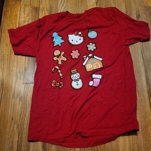 Red Graphic T-Shirt with Cute Holiday Designs
